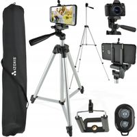 Statyw 133cm + Pilot Uchwyt na Telefon Kamerę Aparat Zestaw 4w1 Tripod