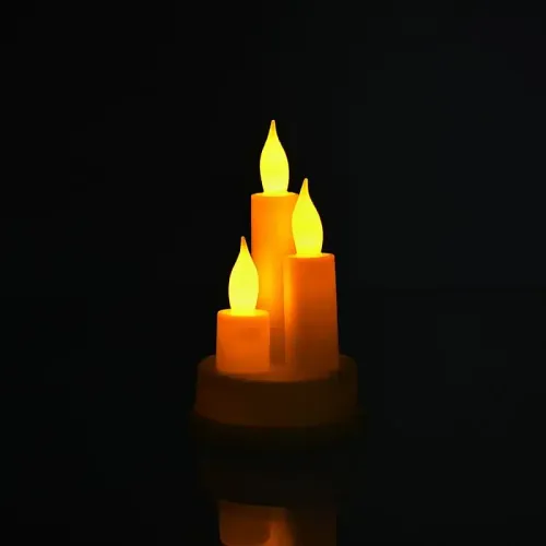 Potrójna świeczka led element stroika DIY wkład do znicza żywy płomień Kolor - Srebrny na Arena.pl