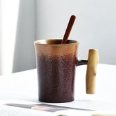Kubek Ceramiczny Z Ręcznie Wykonaną Rączką - Styl Retro - Klasa i Elegancja Brązowy Prosty 200-400ml