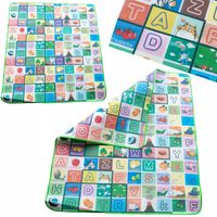 DUŻA PIANKOWA EDUKACYJNA MATA DYWAN ALFABET LITERKI ZWIERZĄTKA 180x180cm