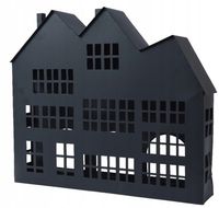 Świecznik metalowy czarny domek 37 cm