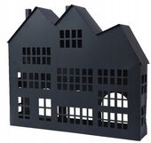Świecznik metalowy czarny domek 37 cm