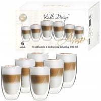 VIALLI SZKLANKI KUBKI TERMICZNE FILIŻANKI DO KAWY LATTE DRINKÓW 350 ML 6szt
