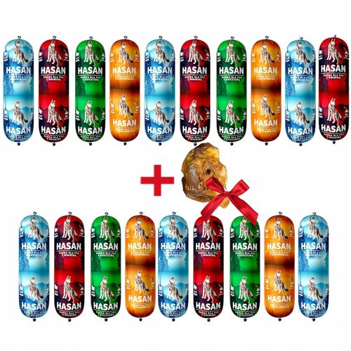 19x1kg Karma dla psa baton PREMIUM HASAN 90% mięsa batony + GRATIS na Arena.pl