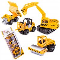 Zestaw Pojazdy Budowlane Metalowe Samochody Resoraki 5szt Wywrotka Koparka