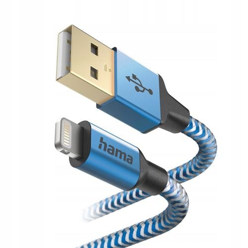 Kabel HAMA Reflected USB-A - Lightning 1.5M Niebieski 201553 na Arena.pl