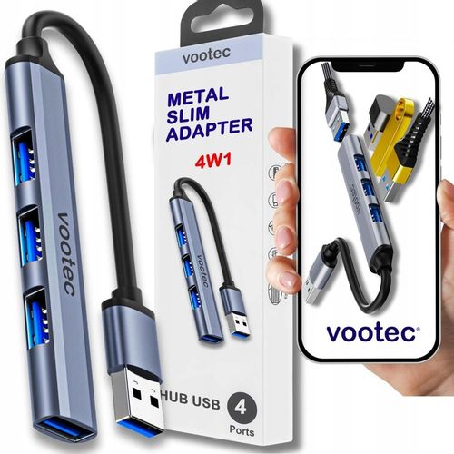 ROZDZIELACZ ROZGAŁĘŹNIK HUB USB 3.0 ADAPTER 4 PORTOWY KONCENTRATOR 4X USB na Arena.pl