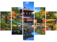 70 100CM OBRAZ 5 ELEM KOLOROWY OGRÓD DRUK PŁÓTNO