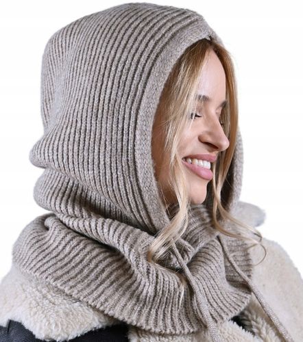 CZAPKA Kominiarka KAPTUR komin Balaclava damska ciepła miekka zimowa Latte na Arena.pl