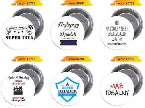 Przypinki buttony MĄDRY, PRZYSTOJNY, CUDOWNY na Arena.pl