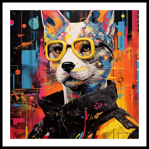 Plakat 50x50cm Kot w Miejskim Stylu na Arena.pl