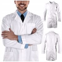 FARTUCH LABORATORYJNY MEDYCZNY męski BIAŁY kitel MOCNY zatrzaski napy BHP