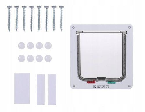 DRZWI Z KLAPĄ DLA PSA KOTA DRZWICZKI WAHADŁOWE KLAPA 4 SPOSOBY BIAŁE S na Arena.pl