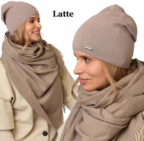 Jesienna CZAPKA damska nakrycie głowy polski producent latte gładka V3 na Arena.pl