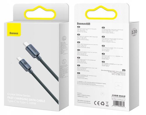 BASEUS MOCNY KABEL USB-C SZYBKIE ŁADOWANIE PRZEWÓD TYP-C PD 100W QC 5A 1.2M na Arena.pl