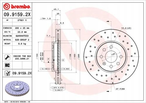 TARCZA HAM PRZOD 280X25 V XTRA BREMBO na Arena.pl