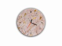 ZEGAR SZKLANY OKRĄGŁY - Marmur róż i złoto