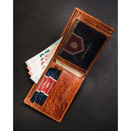 skórzany portfel męski w kolorze brązowym z systemem rfid - peterson na Arena.pl