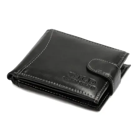 portfel męski skórzany wild things only czarny z zapięciem i przegródkam na Arena.pl