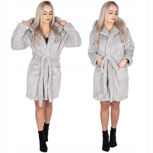 SZLAFROK DAMSKI CIEPŁY Z KAPTUREM R.S/M WIĄZANY W TALII GRUBY DŁUGI MIĘKKI na Arena.pl