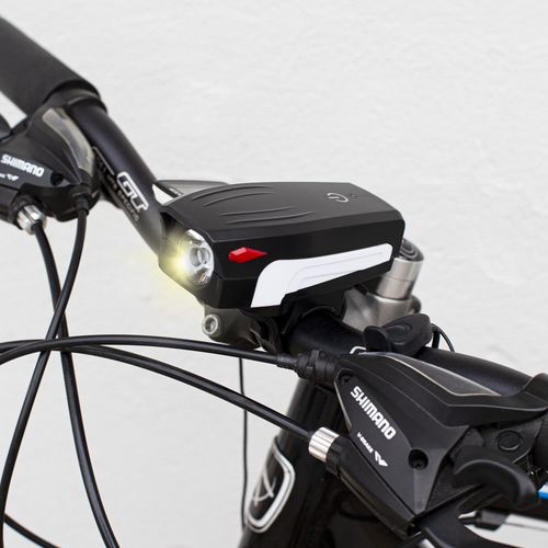 Lampka Rowerowa Z Klaksonem Latarka Na Kierownicę Biała na Arena.pl