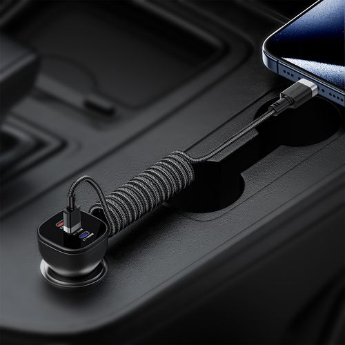 Kabel przewód spiralny USB-A - USB-C 480Mb/s 3A 1.2m - czarny na Arena.pl