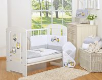 komplet pościeli dla dzieci 120x90cm z ochraniaczem 3-cz sówki szare