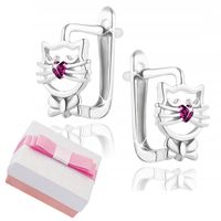 Kolczyki srebrne 925 dla dziewczynki kotki serce prezent urocze i unikatowe