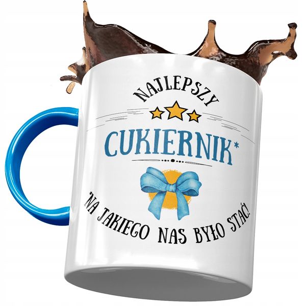 Kubek Błękitny Dla Cukiernika Najlepszy Cukiernik Z Nadrukiem Ze Zdjęciem zdjęcie 1