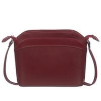 VERA PELLE torebka skórzana listonoszka z paskiem na ramię V575 bordowa