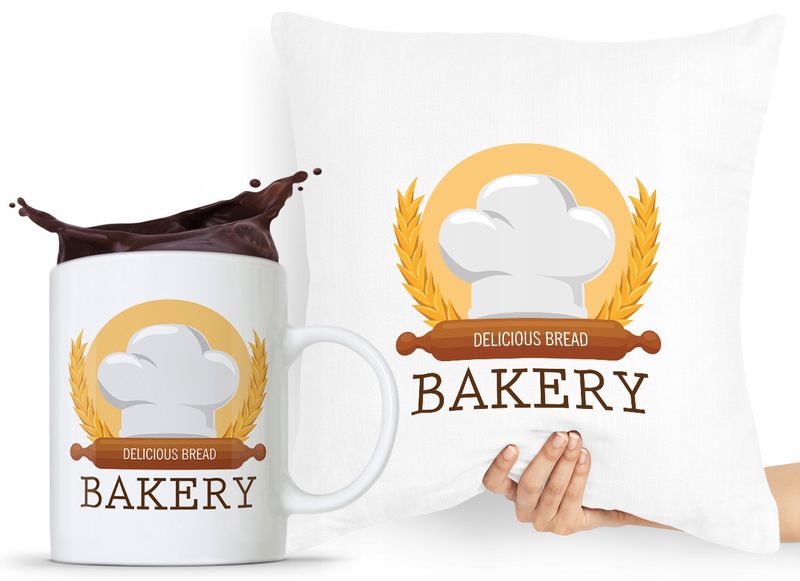 Zestaw Poduszka + Kubek Prezent Dla Piekarza Z Nadrukiem Ze Zdjęciem zdjęcie 1