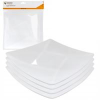 4x Talerz kwadratowy 20.5 cm plastikowy masywny gruby wielokrotnego użycia