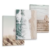 Obrazy Do Salonu Sypialni LATARNIA Morze Plaża Fale 90cm x 40cm