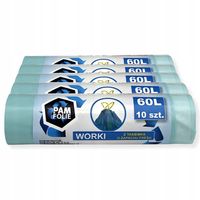 WORKI NA ŚMIECI Zapachowe z Taśmą 60L 10 szt Worki Fresh Pam Folie x5
