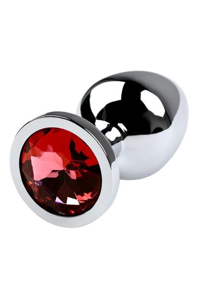 Silver Anal Plug With Gem, Red zdjęcie 4