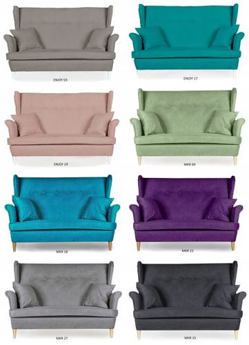 Zestaw wypoczynkowy mebli uszak Ari sofa fotele pufy Family Meble komplet na Arena.pl