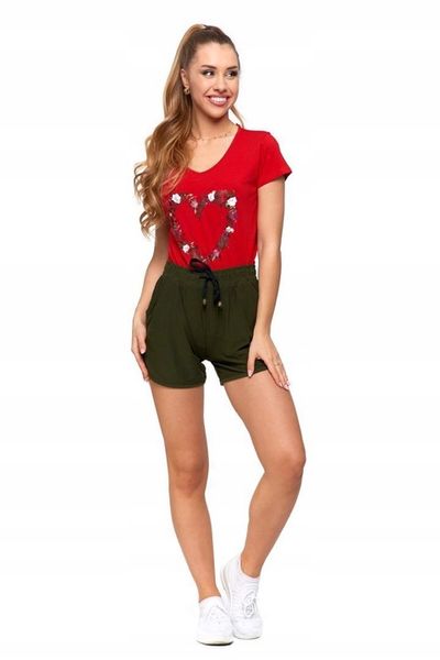 KRÓTKIE SPODENKI DAMSKIE ELASTYCZNE SZORTY Z WIĄZANIEM MORAJ KHAKI S/M zdjęcie 3