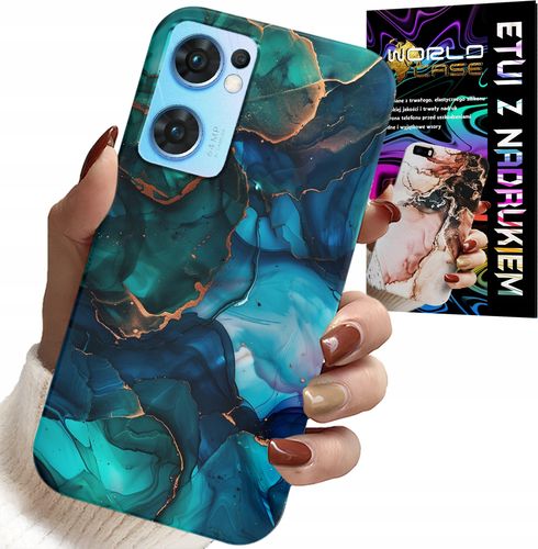 ETUI DO OPPO RENO7 5G - NIEBIESKO ZIELONY MARMUREK PLECKI WZORY na Arena.pl