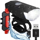 LAMPKA ROWEROWA ŚWIATŁO PRZÓD I TYŁ NA KIEROWNICĘ ZESTAW MOCNA