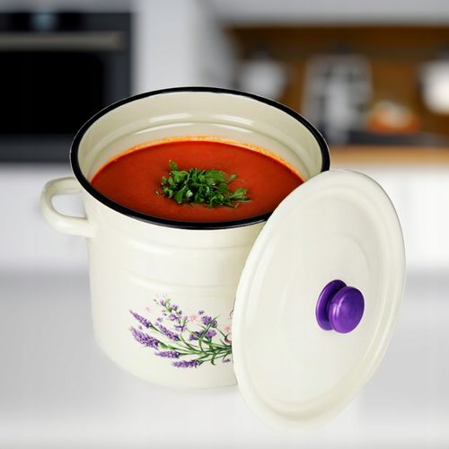 GARNEK EMALIOWANY 12 L POKRYWKA WZÓR LAWENDA DO GOTOWANIA POTRAW PRZETWORÓW na Arena.pl