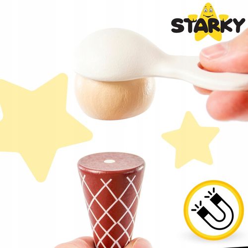 Lodziarnia drewniana dla dzieci zabawka wózek na kółkach lody gałki patyku na Arena.pl