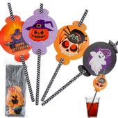 Słomki Papierowe Z Dekoracją Halloween Eko Rurki Duszki Dynia Nietoperz