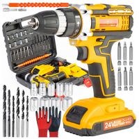 WKRĘTARKA AKUMULATOROWA WIERTARKA BITY NASADKI WIERTŁA 2xAKU DUŻY ZESTAW