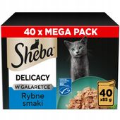 SHEBA DELICACY MOKRA KARMA DLA KOTA RYBNE SMAKI GALARETKA SASZETKI 40 X 85G