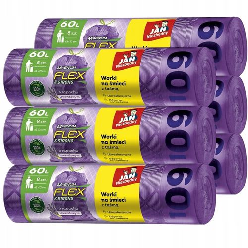 6X WORKI NA ŚMIECI Z TAŚMĄ 60L 6X8 SZT LAWENDOWE MAGNUM FLEX JAN na Arena.pl