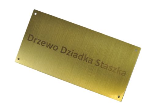 Tabliczka grawerowana z otworami na mocowanie z mosiądzu 18x9cm grubość 1mm na Arena.pl