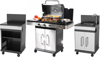 GRILL GAZOWY ZUSHI 3+1 STAL NIERDZEWNA 4 PALNIKI 11,2KW + 2 SZAFKI MODUŁOWE