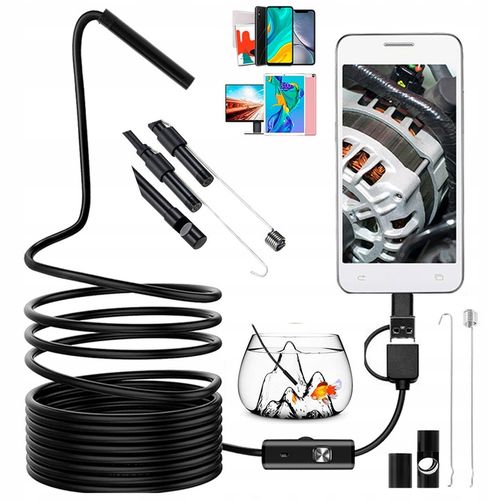 ENDOSKOP KAMERA INSPEKCYJNA ANDROID USB-C 5M LED USB-C 3w1 na Arena.pl