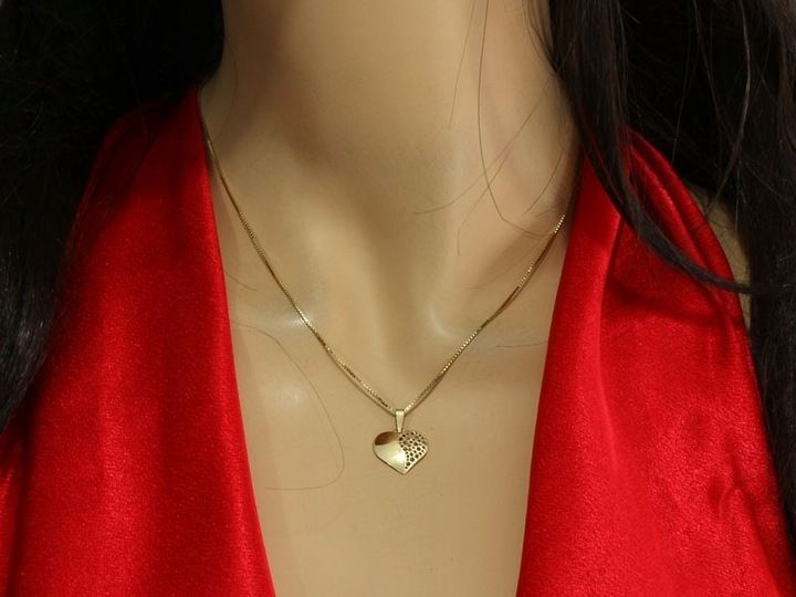 Złota zawieszka 585 eleganckie serduszko prezent wisiorek modny wzór zdjęcie 2