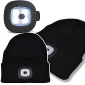 Czapka zimowa robocza z lampką latarką led ładowana usb + zapasowa lampka